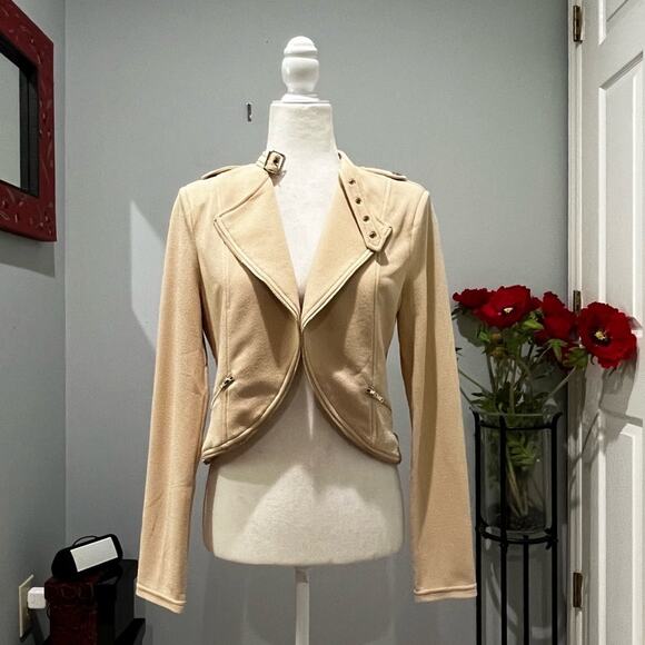 NEW Michel Cropped Zipper Edge Moto Casual Layering Cropped Blazer Jacket M NWT - Picture 1 of 13